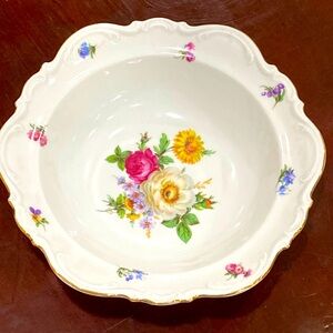 1940s Mitterteich Meissen Floral Fine China 9 3/4 Vegetable Bowl 🍲